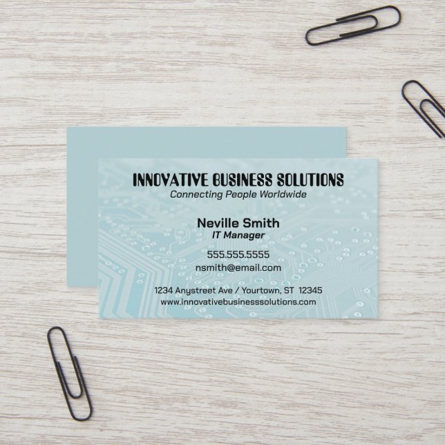 Cyan Circuit Board Tech Computers IT Visitenkarte (Vorderseite/Rückseite Beispiel)