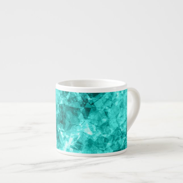 Cyan Crumpled Texture Espressotasse (Vorderseite Rechts)