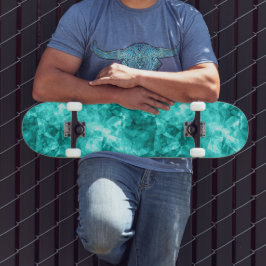 Cyan Crumpled Texture Skateboard