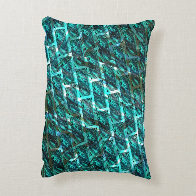 Cyan Fleck, Graugitter oder andere Backstein Effek Dekokissen (Rückseite(Vertikal))