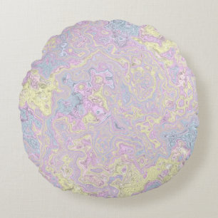 Cyan, Gelb, Magenta Swirl Rundes Kissen
