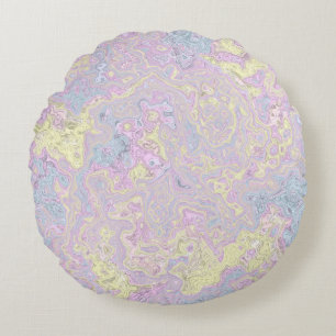 Cyan, Gelb, Magenta Wirbel Rundes Kissen