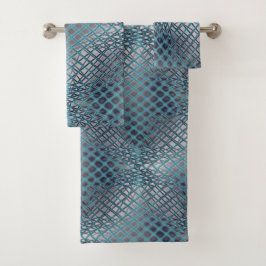 Cyan gezeichnet, der wie ein Gewirr aus Fischernet Badhandtuch Set