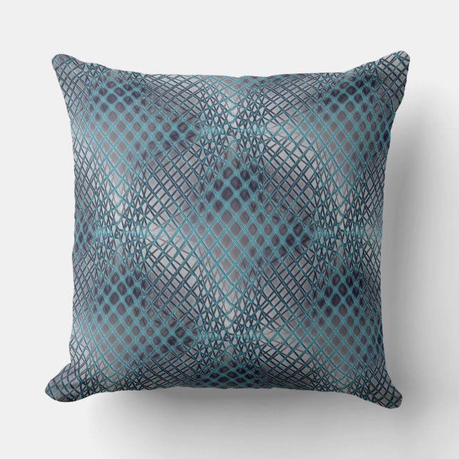 Cyan gezeichnet, der wie ein Gewirr aus Fischernet Kissen (Vorderseite)