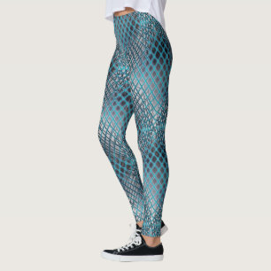 Cyan gezeichnet, der wie ein Gewirr aus Fischernet Leggings