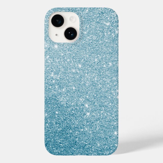 Cyan Glitzer Style Case-Mate iPhone Hülle (Rückseite)