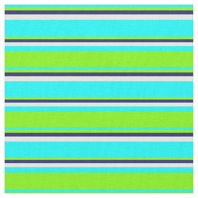 Cyan, Green, Midnight Blue und White Pattern Stoff (Nahaufnahme)