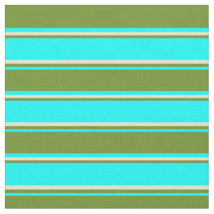 Cyan, Green & Pale Goldenrod Muster Stoff