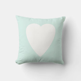 Cyan Green Pastel & White Heart Design Kissen