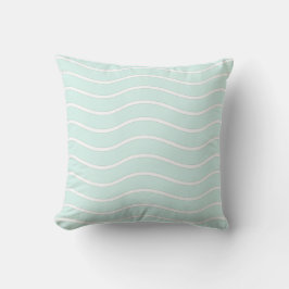 Cyan Green Pastel & White Wavy Lines Design Kissen