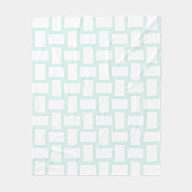 Cyan Green Pastel & White Weave Design Fleecedecke (Vorderseite)