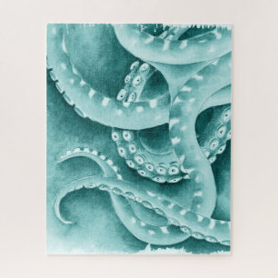 Cyan Green Tentacles Monochrom Puzzle