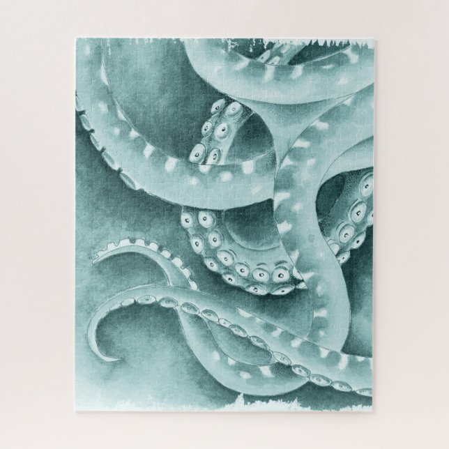 Cyan Green tentacles Monochrome Puzzle (Vertikal)