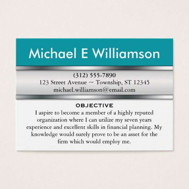 Cyan Header RESUME Business Cards (Vorderseite)