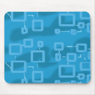 Cyan Hellblau Geometrische Quadrate Mauspad