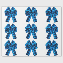 Cyan Kariert Bows Wrapping Paper Geschenkpapier