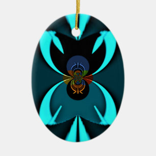 Cyan-Kunstposter im abstrakten Stil Keramikornament