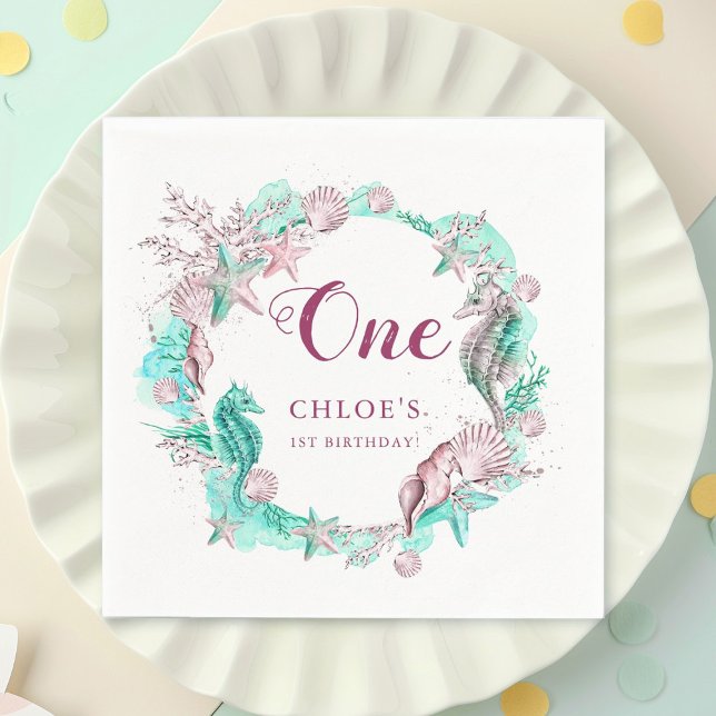 Cyan & Lavender Under Sea Birthday Serviette (Von Creator hochgeladen)