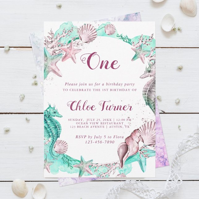 Cyan & Lavender Under Sea Girl Birthday Einladung (Von Creator hochgeladen)