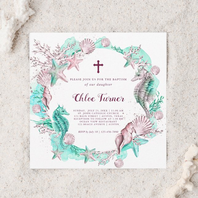 Cyan & Lavender unter der Taufe des Meeres Einladung (Von Creator hochgeladen)