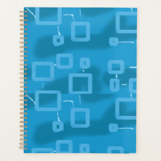 Cyan Light Blue Geometric Squares Planer