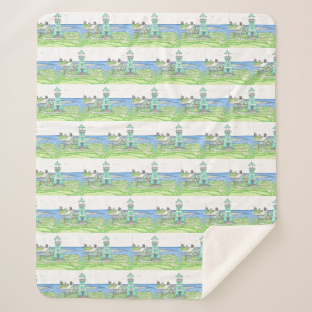Cyan Lighthouse Sherpa Blanket Sherpadecke (Vorderseite)