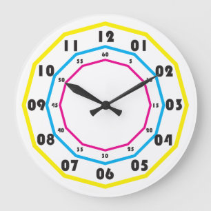 Cyan Magenta gelb schwarz Große Wanduhr