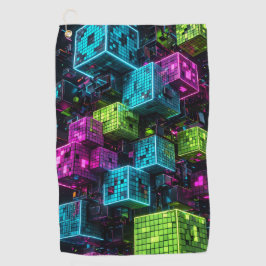 Cyan Magenta Limette Cyberpunk | Extrem 3D Golfhandtuch