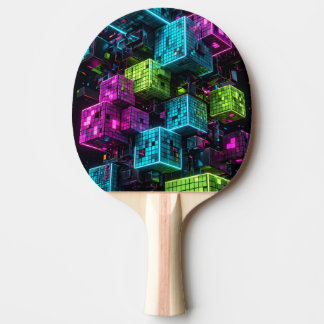 Cyan Magenta Limette Cyberpunk | Extrem 3D Tischtennis Schläger