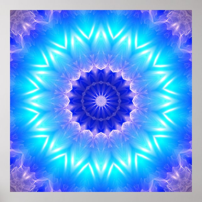 Cyan mandala für Rachenchakra (Mitteilung) Poster (Vorne)