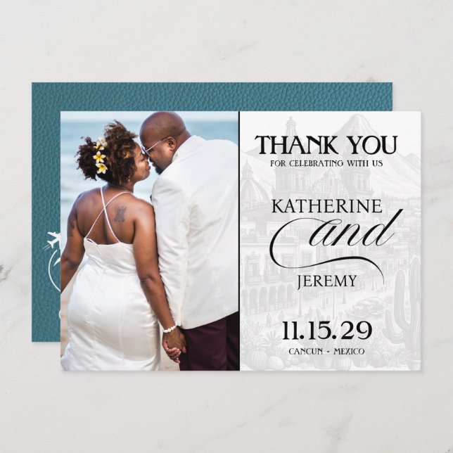 Cyan Mexico Passport Dankeskarte (Vorne/Hinten)