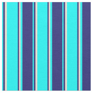 Cyan, Midnight Blue und Bisque Stripes Stoff