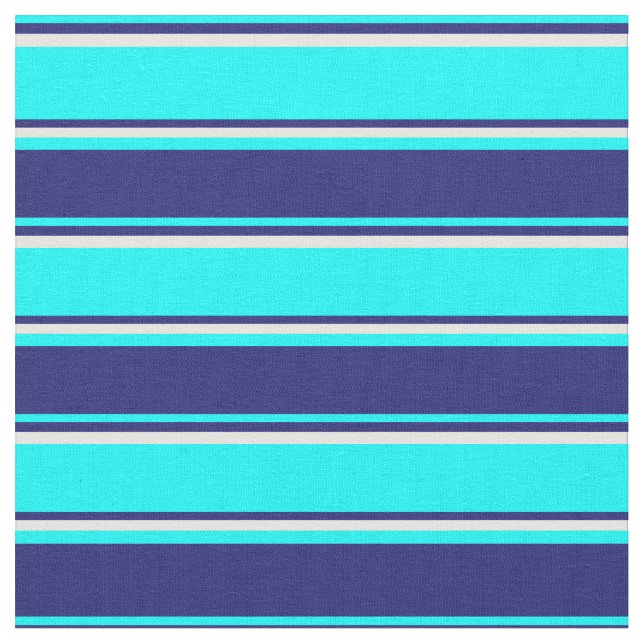 Cyan, Midnight Blue und Mint Cream Pattern Stoff (Nahaufnahme)