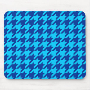 Cyan Navy Blau Houndstooth Karo Mousepad