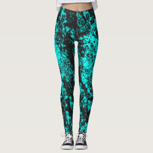 Cyan Paint Brush Spritzer Leggings