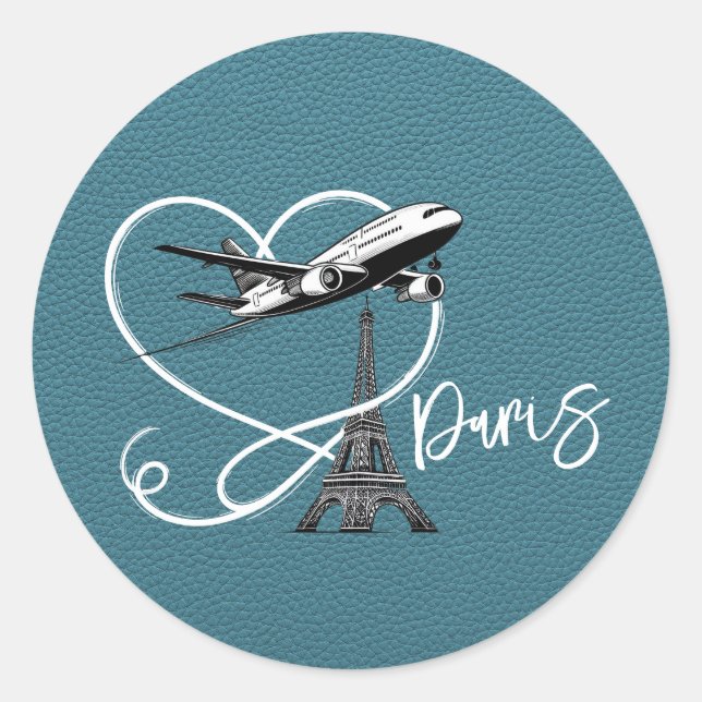 Cyan Paris Passport Runder Aufkleber (Vorderseite)