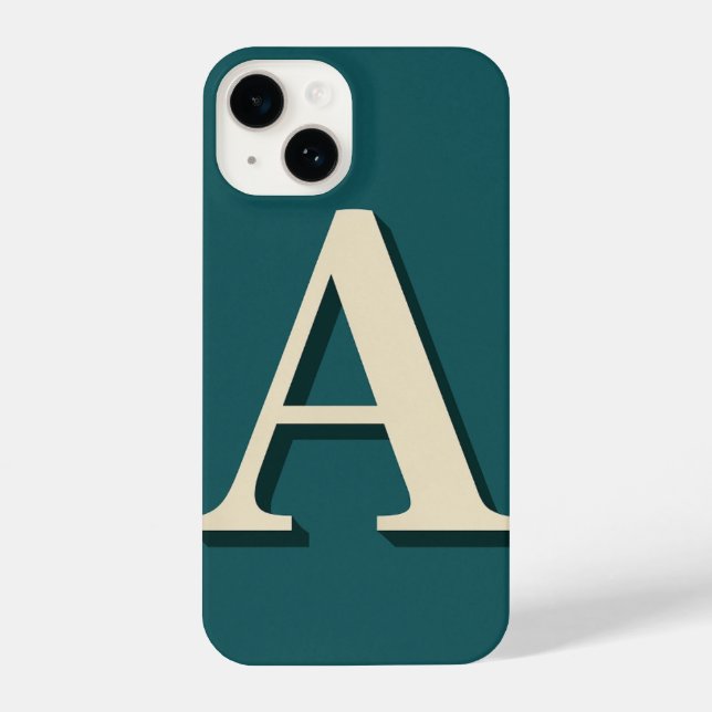 “Cyan Phone Case with Bold ‘A’ – Trendy iPhone Hülle (Rückseite)