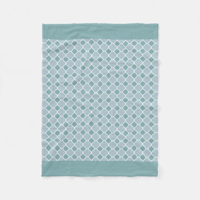 Cyan Quatrefoil Fleece Blanket (Vorderseite)