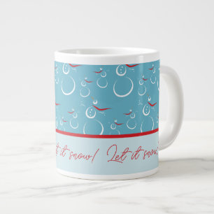 Cyan Red Let It Snow Niedlich Snowman Family Patte Jumbo-Tasse