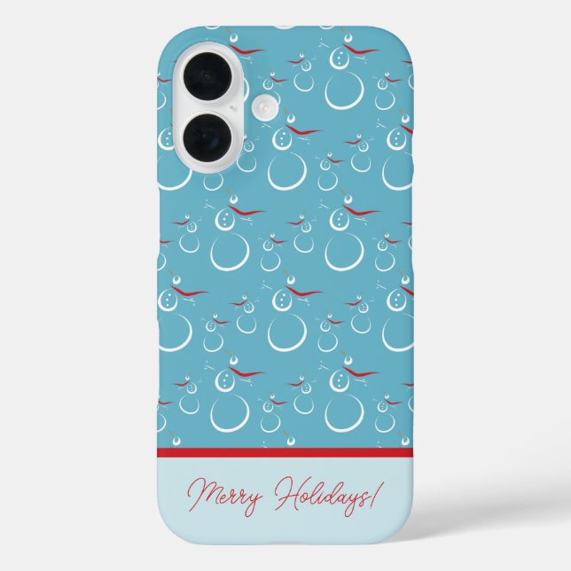Cyan Red Merry Holidays Niedlich Snowman Pattern Case-Mate iPhone Hülle (Rückseite)