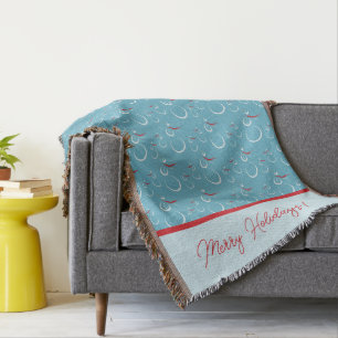Cyan Red Merry Holidays Niedlich Snowman Pattern Decke