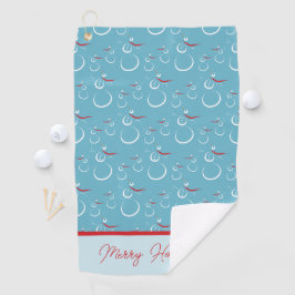 Cyan Red Merry Holidays Niedlich Snowman Pattern Golfhandtuch