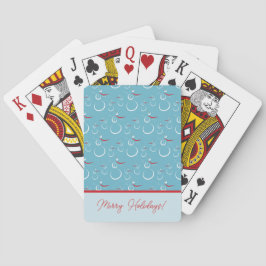 Cyan Red Merry Holidays Niedlich Snowman Pattern Spielkarten