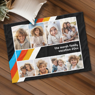 Cyan Retro Strip - 8 Fotomaterial Fleecedecke