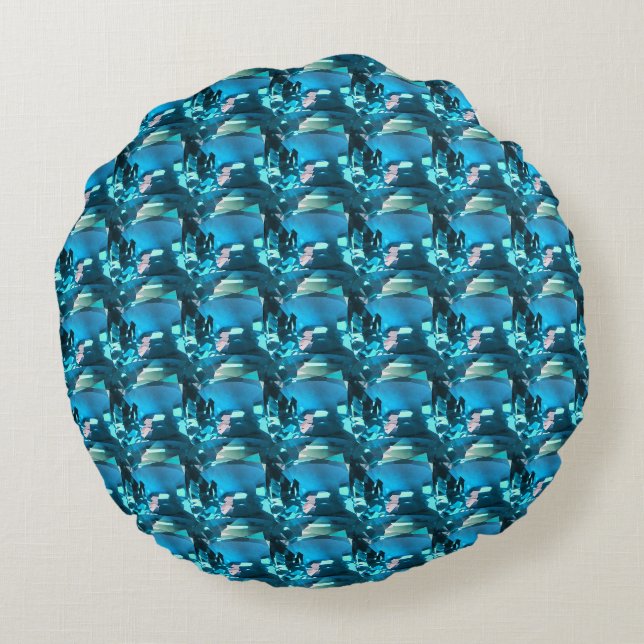 Cyan Rundes Kissen (Rückseite)