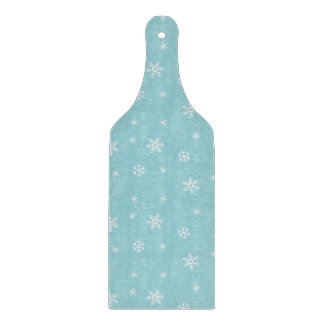 Cyan-Schneeflocken-Muster Feiertag Schneidebrett