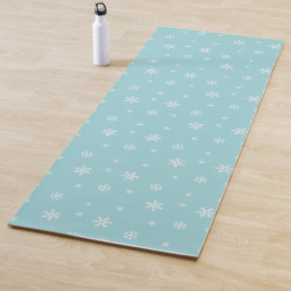 Cyan-Schneeflocken-Muster Feiertag Yogamatte