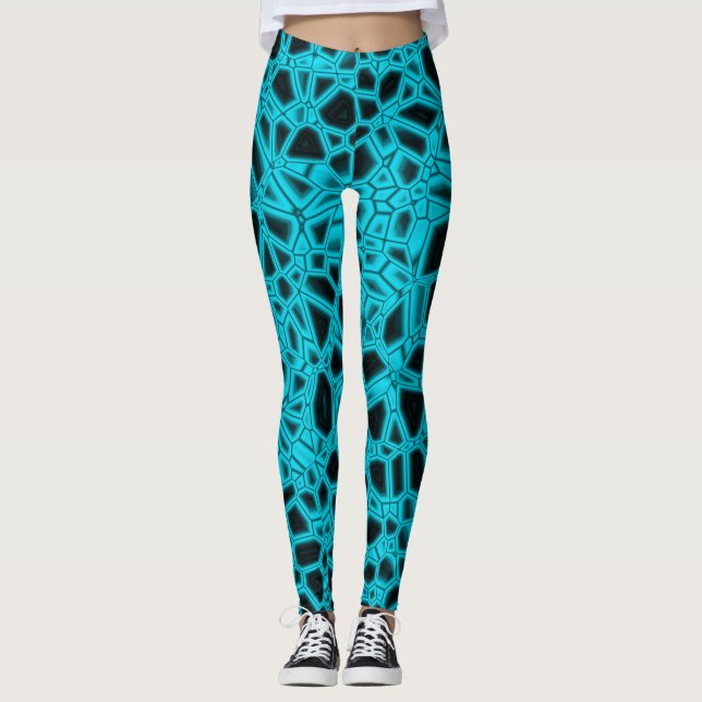 Cyan Schwarzer Gothic Kryptonit Leggings (Vorderseite)