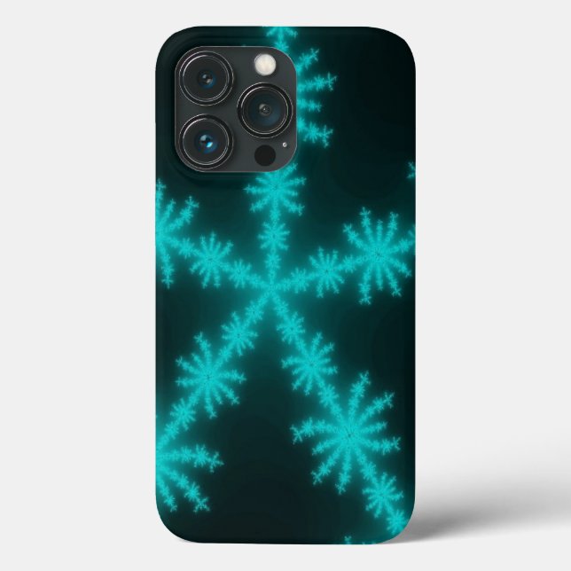 Cyan Snowflake Fraktal Case-Mate iPhone Hülle (Rückseite)