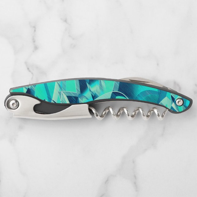 Cyan Tracks mit Drizzles auf aquamarinem Hintergru Kellnermesser (Vorderseite)